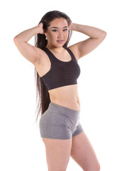 Fototapeta premium Kobieta piękna fitness - na białym tle nad białym backgro