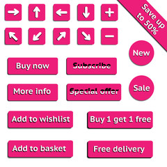 Buy web pink buttons for website or app