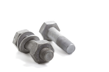 Nuts and bolts isolated on white background