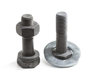 Nuts and bolts isolated on white background