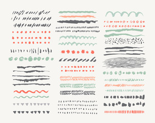 Hand drawn vector line borders and dividers collection. 
