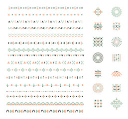 Ethnic set of Pattern Brushes plus decor elements. Isolated