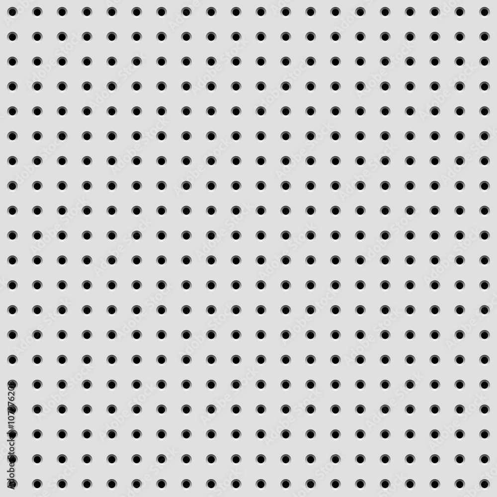 Poster white abstract technology background with seamless circle perforated pattern, speaker grill texture 
