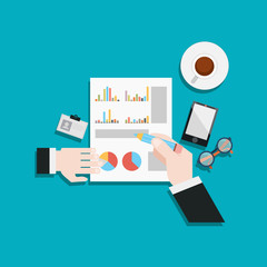 Financial report. Flat .Vector illustration.