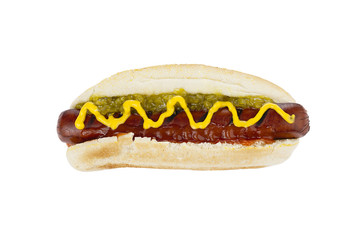 hotdog sandwich with mustard sauce