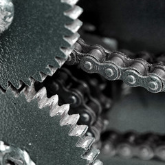 Close up of chain gears