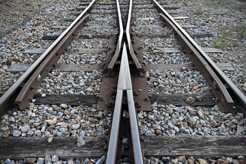 Close-up of the railway tracks