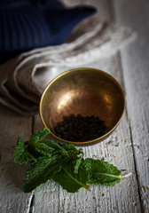 Glass with herbal tea