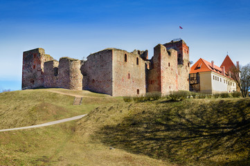 Fototapeta na wymiar Ruins of the medieval castle in Bauska, Latvia