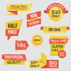 Collection of Sale Discount Styled origami Banners