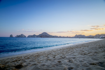 Sandy Beach View of Waves at Beach in Mexico, Cabo San Lucas
