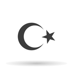 Turkish flag icon element on a white background, vector illustration stylish