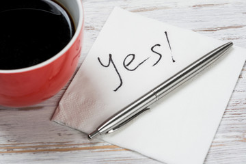 Message written on napkin