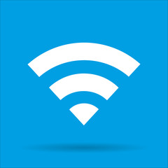 WIFI icon with shadow on a blue background, vector illustration