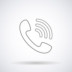 Phone icon silhouette on background with shadow, stylish vector illustration