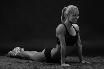 happy young girl  doing yoga exercise