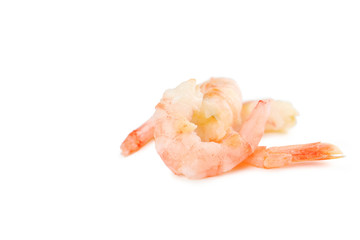 Fresh boiled shrimps isolated on a white