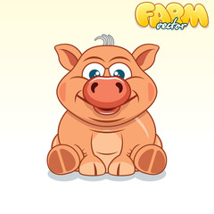 Fototapeta premium Cute Cartoon Pig