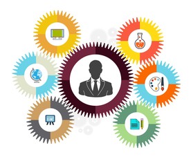 Business mechanism concept. Abstract background. Vector infographic illustration