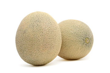 Cantaloupe melon slices isolated on white background