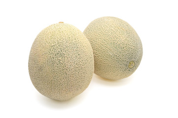 Cantaloupe melon slices isolated on white background