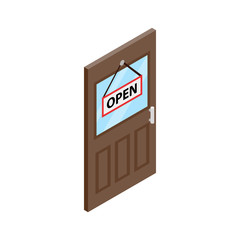 Store door icon, isometric 3d style 