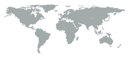 Grey silhouette world map