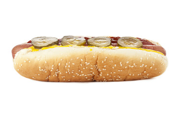 hotdog sandwich with pickles