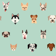 Cute dogs vector pattern, illustrations on colored background - 107283043