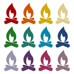 Campfire icons set 