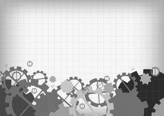 Vector : Abstract gears on gray grid background