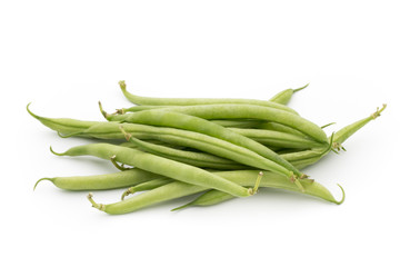 Green beans isolated on a white background.