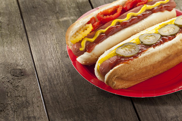 two fresh hot dog sandwiches