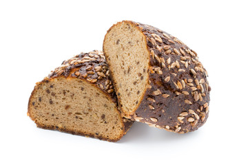 Rye bread isolated on white background.