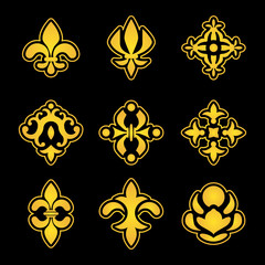 Royal lily elements. Lily flowers stylized vector pattern icons © K3Star