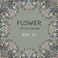 Abstract botanical circle, vector background with place for your text. Illustration, isolated pattern