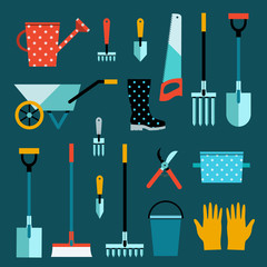 Garden tools set. Garden set icons vector illustration.