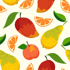 Fruit pattern backgrounds, healthy food, seamless vector wrapping