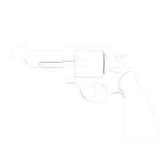 3D illustration abstract of revolver on white background