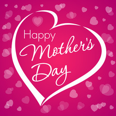 Happy mother's day lettering love.  Happy mother's day typographical design with heart violet background