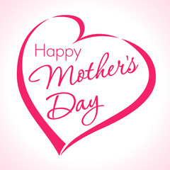 Happy mother's day lettering love.  Happy mother's day typographical design with heart pink background