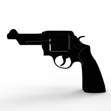 3D illustration abstract of revolver on white background