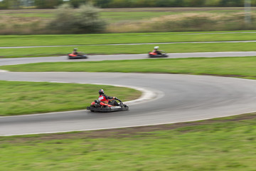 Super kart racing team. The racer on carting. Two Races on carting.