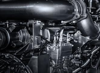 Fototapeta na wymiar large industrial internal combustion engine closeup