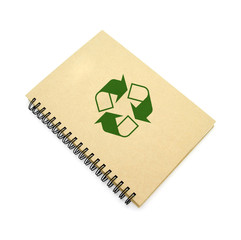 Recycle Notebook brown cover paper isolated white background