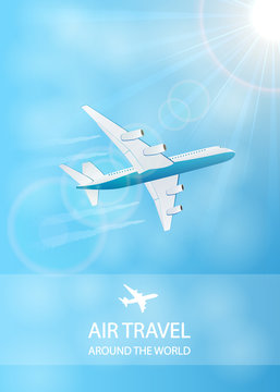 Air travel background with plane