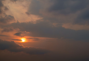 Sun set / Orange sky sunset with clouds.