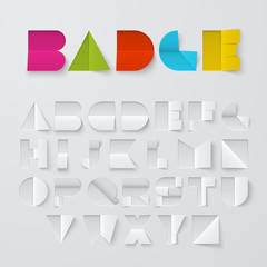 Vector font made of cutted and folded paper.