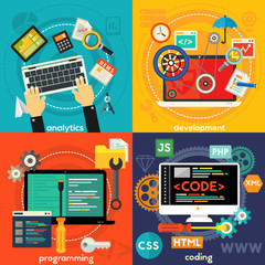 Programming, Development, Analytics and Coding Concept Banners