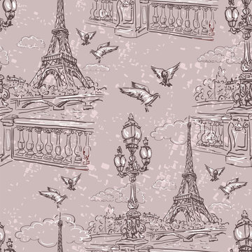 Paris. Vintage seamless pattern 4